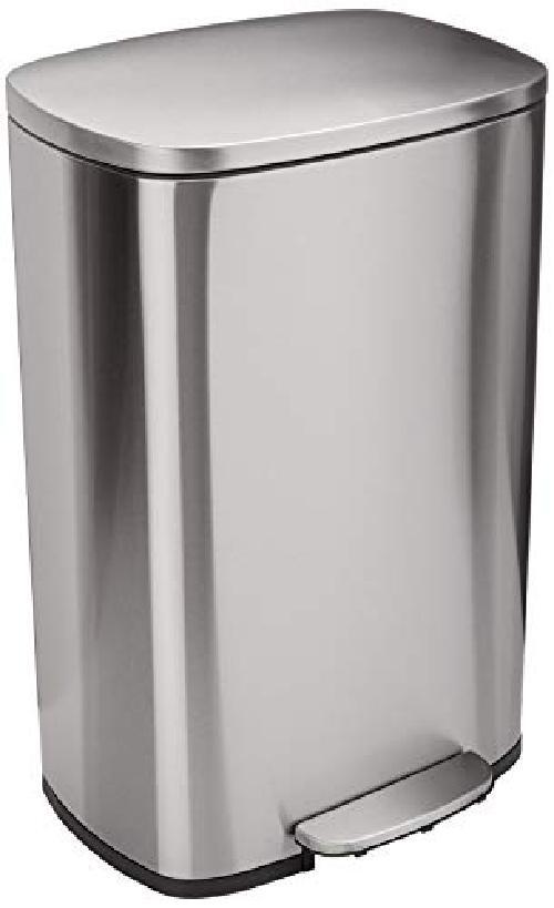 Amazon Basics - Pattumiera rettangolare con chiusura silenziosa, 50 L, satinato,
