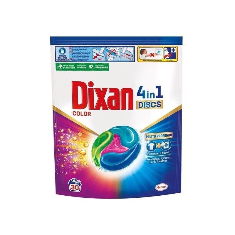 DIXAN DISCS CAPSULE DI DETERSIVO DA 30 LAVAGGI FORMATO COLOR OKY