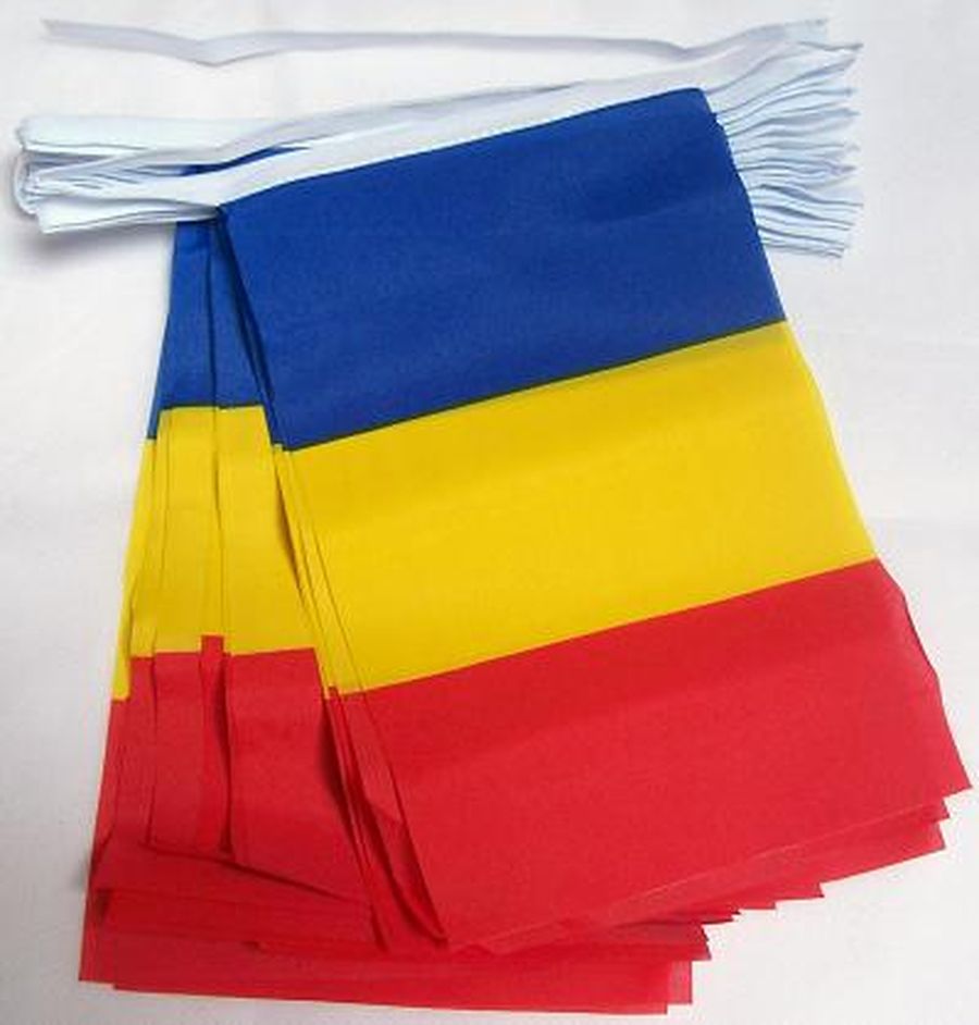 GHIRLANDA 12 metri 20 BANDIERE ROMANIA 45x30cm - BANDIERA RUMENA 30 x 45 cm - FE