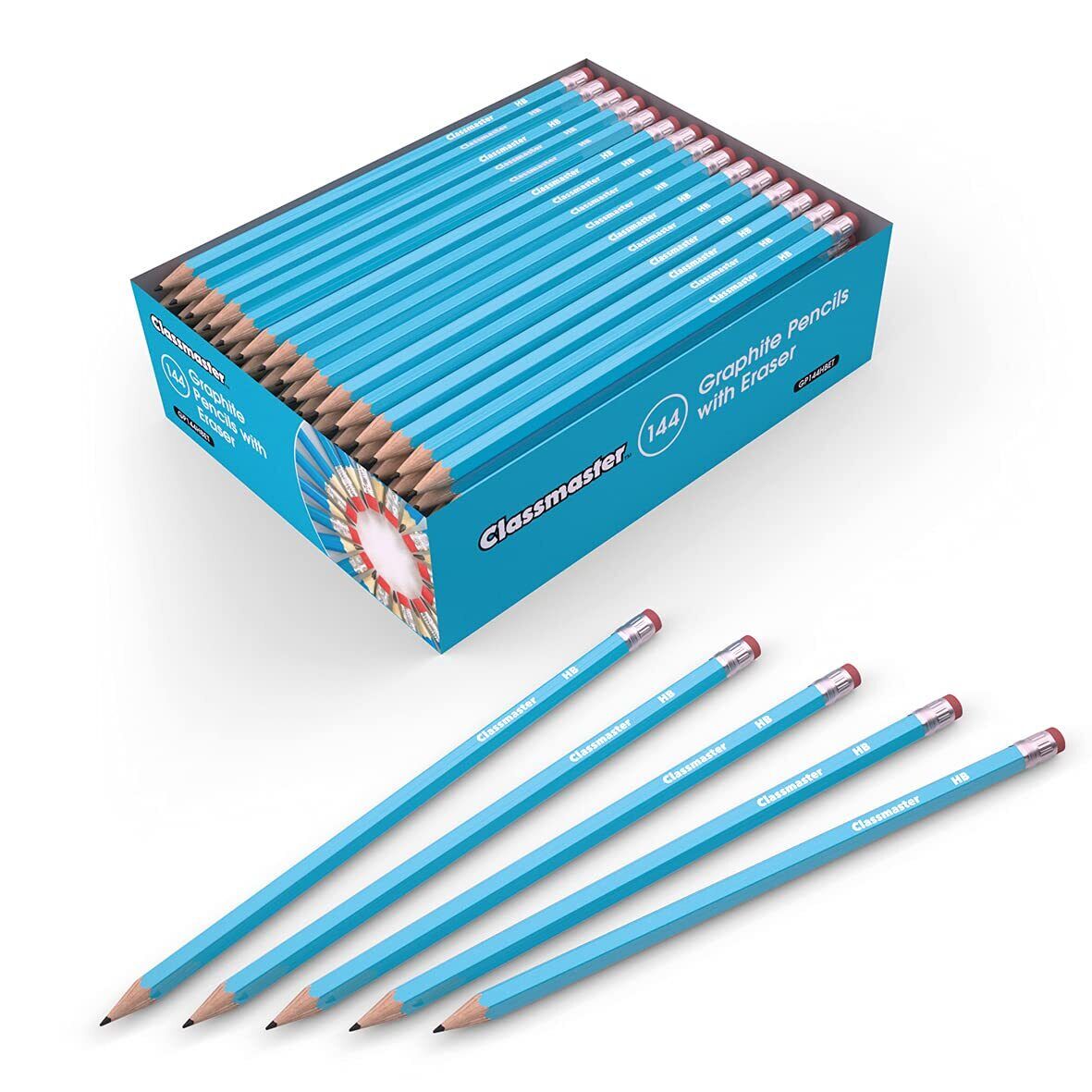Classmaster HB Graphite Pencils with Eraser Tips 144-Pieces 144 Count (Pack of 1