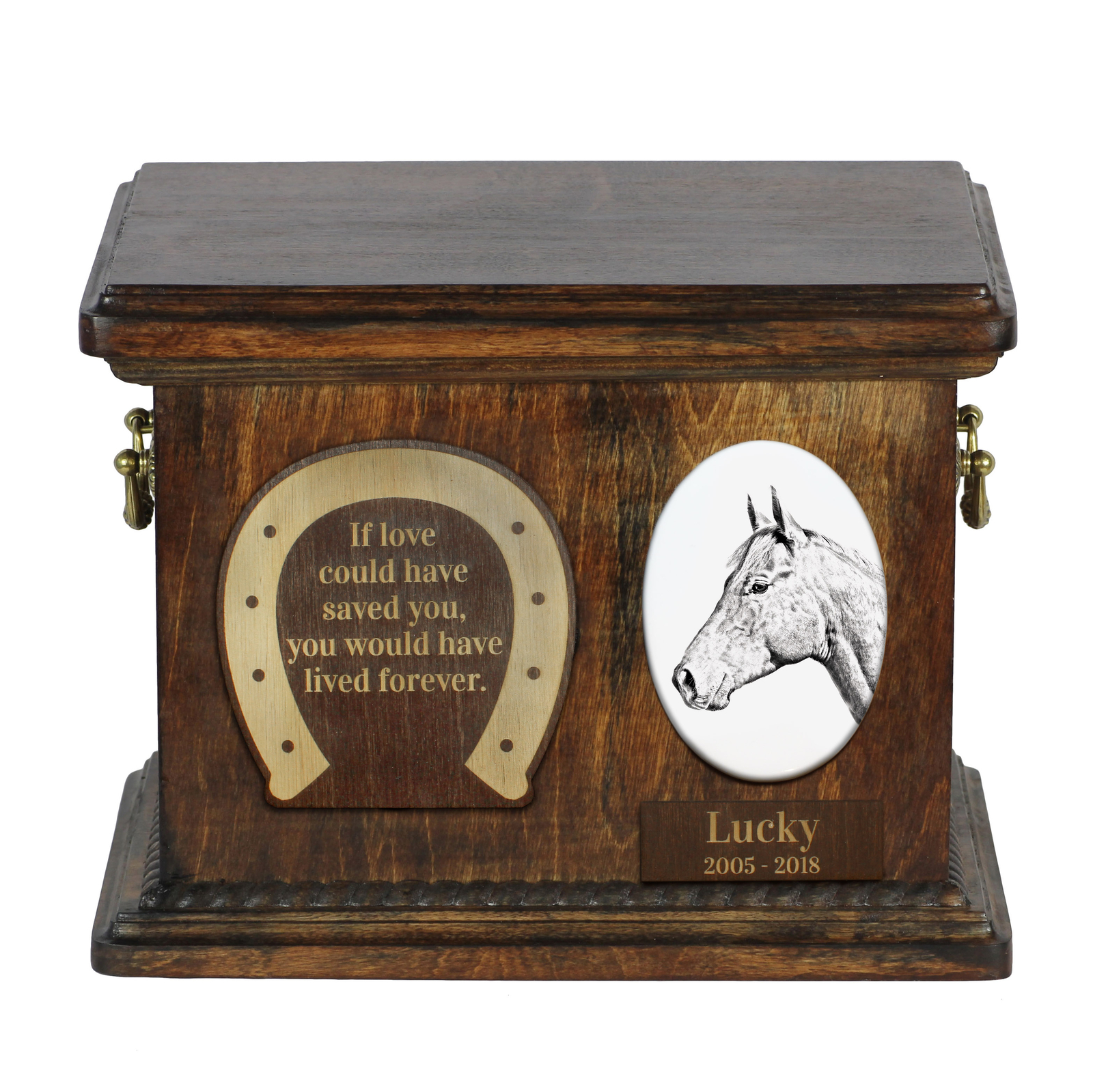 Cavallo Holsteiner urna di legno per cavallo Art-Dog