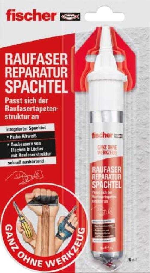 fischer RAUFASER - Spatola per riparazione, 70 ml, mastice con grana ruvida per