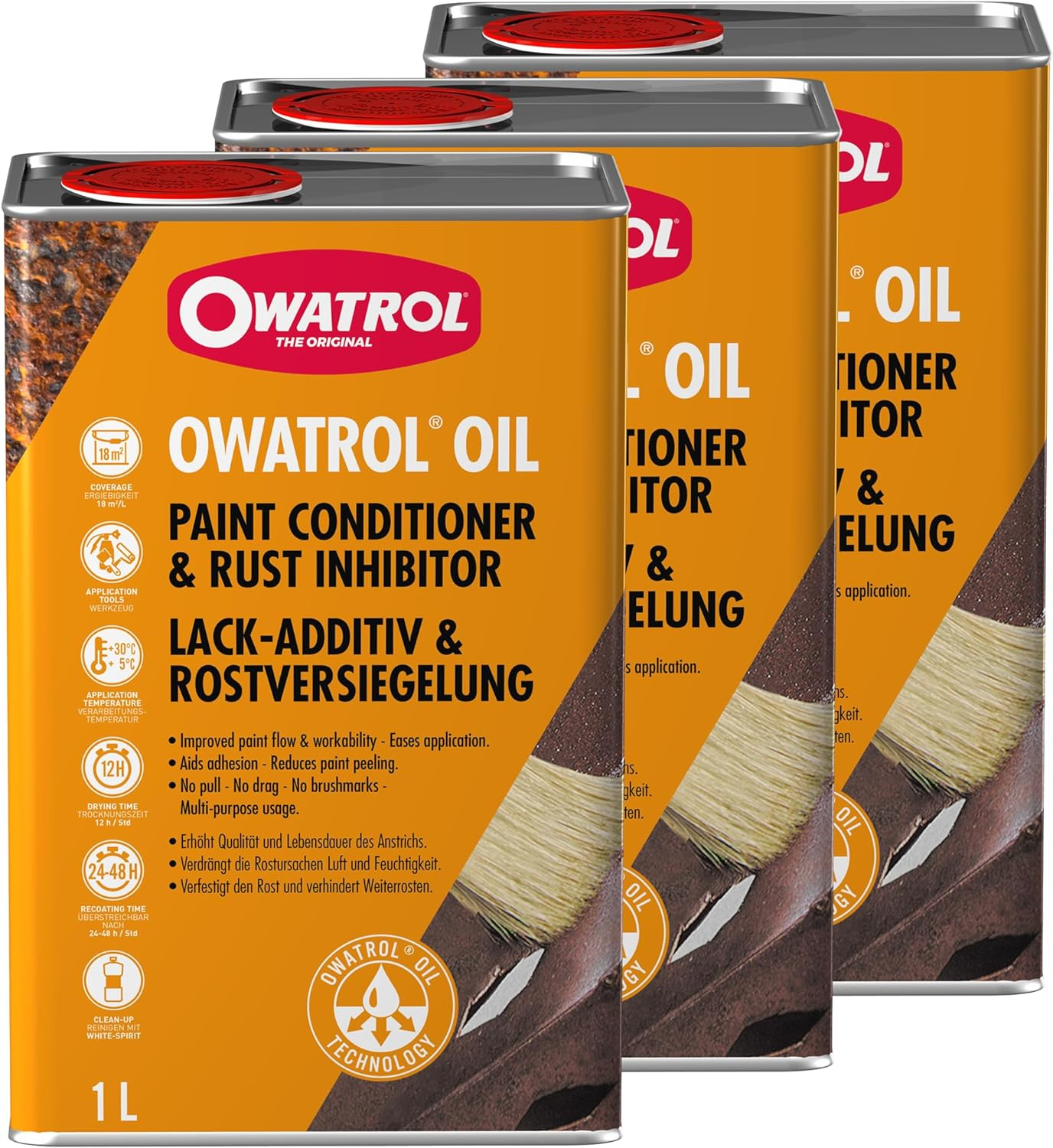 3 X Owatrol OWATROL OIL Additivo Antiruggine multifunzionale vernice 1 LT