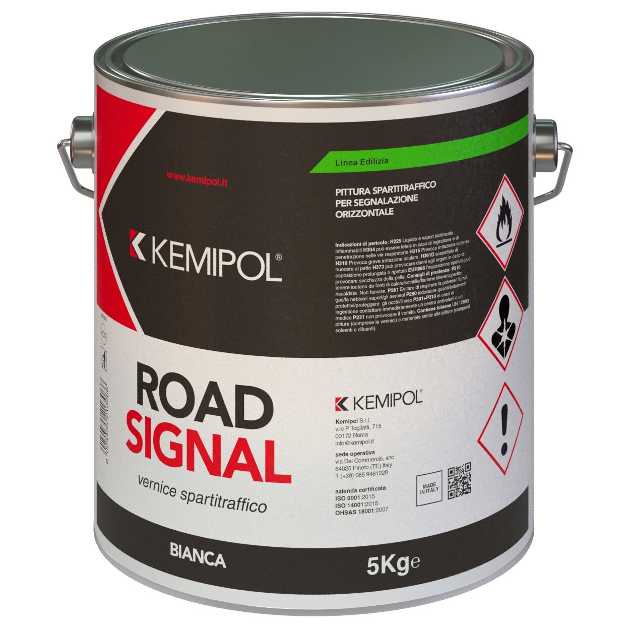 KEMIPOL- Pittura Spartitraffico  Per Segnalazione Orizzontale Da 5  Kg