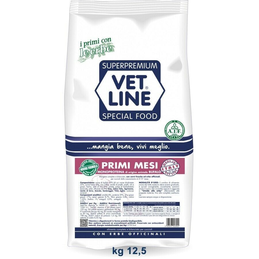 Crocchette per Cani Vet Line Primi Mesi al Bufalo - 12,5KG