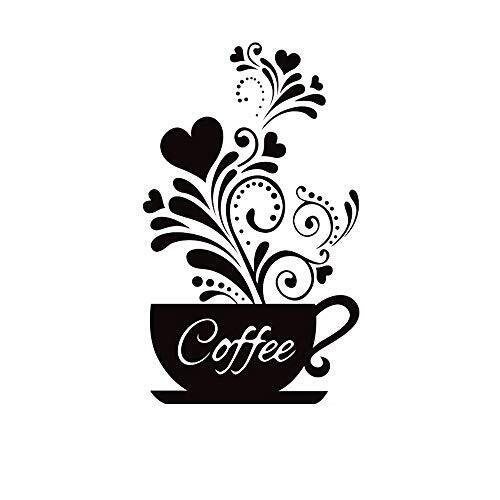 SITAKE Adesivo decorativo da parete "Tazza da caffè + fiore", (u5T)