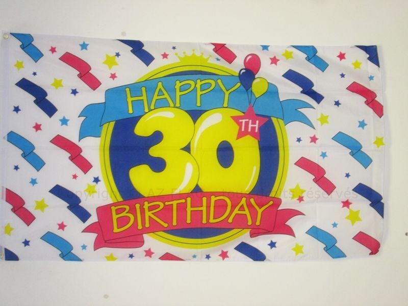 BANDIERA BUON COMPLEANNO 30 ANNI 150x90cm - BANDIERA AUGURI ANNIVERSARIO - HAPPY