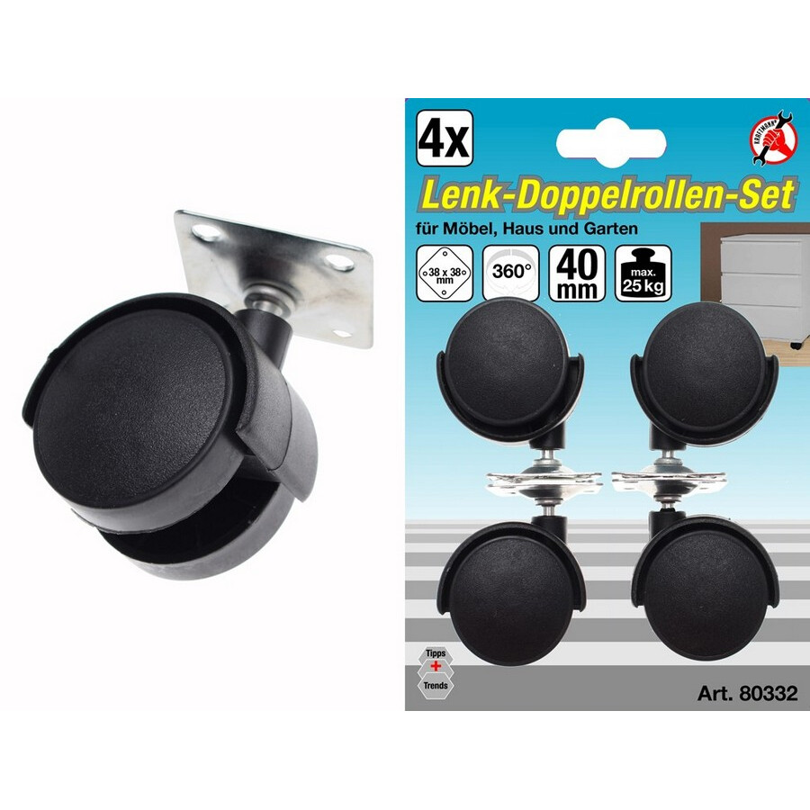 set 4 pz ruote fisse e piroettanti - codice bgs80332 KRAFTMANN officina