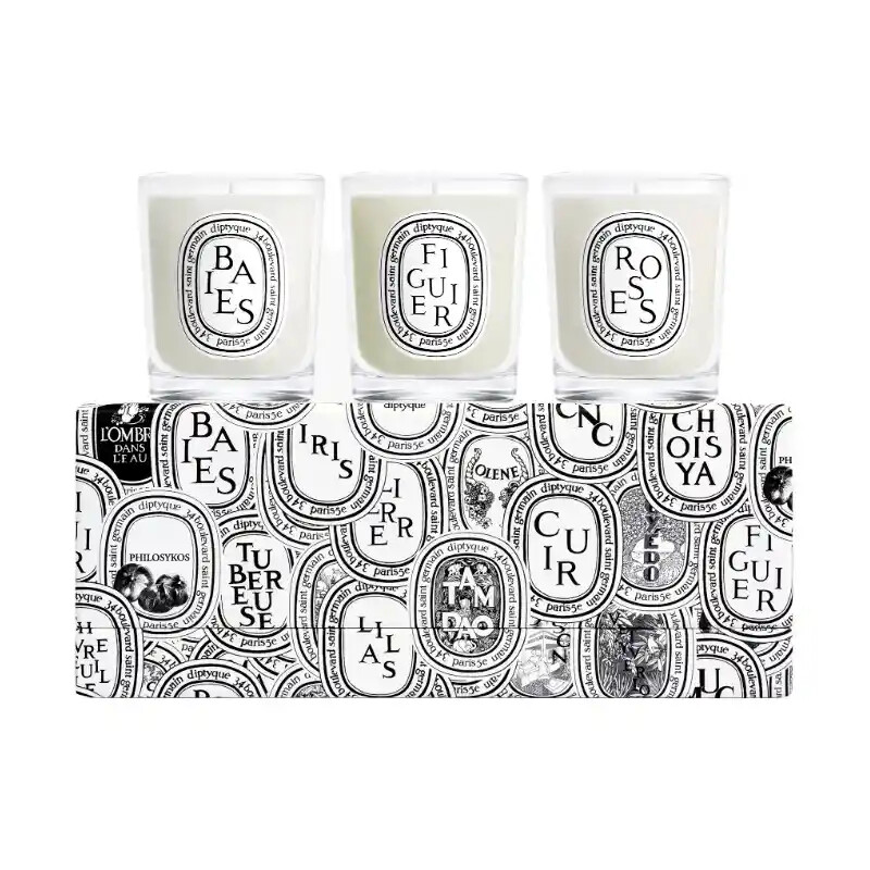 Diptyque Cofanetto Candele 3 x 70 g Baies, Figuier, Roses, 20 ore/cad