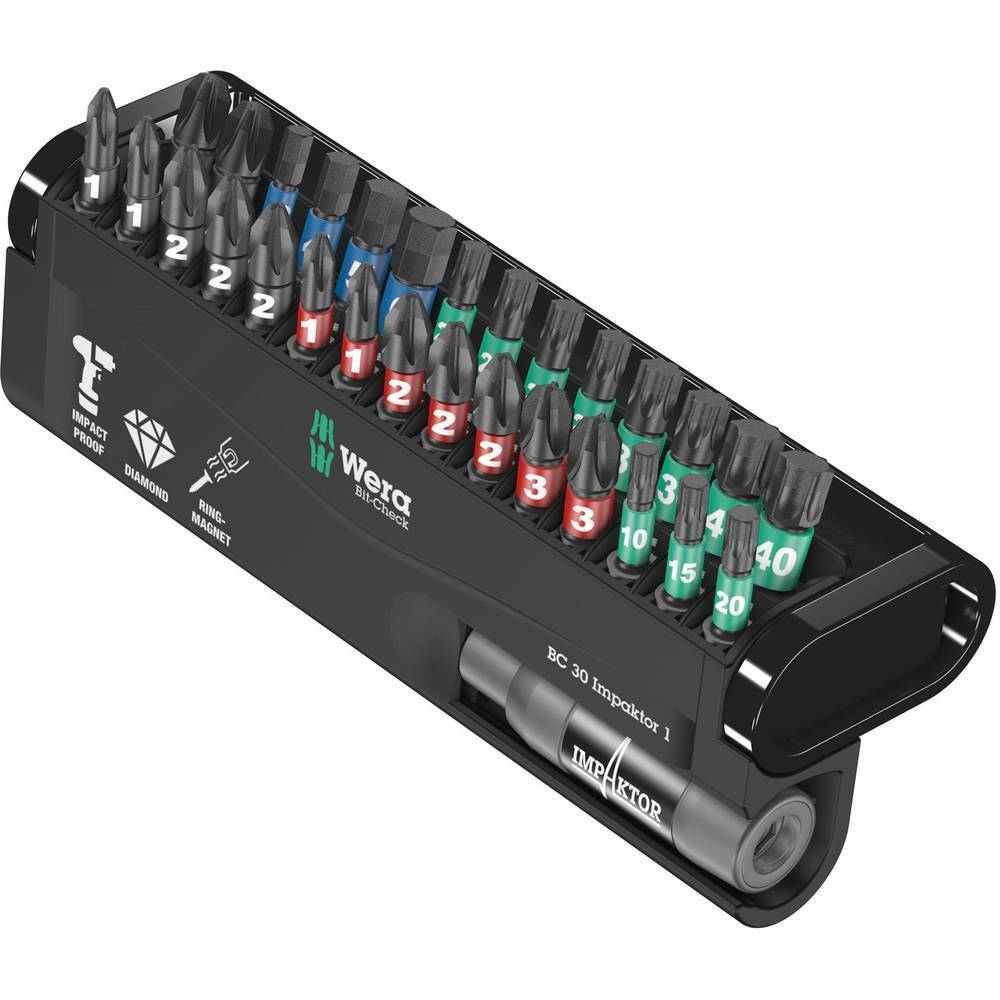 Wera BC Impaktor/30 Bit-Check 05057690001 Kit inserti 30 parti Croce Phillips,