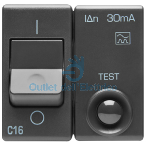 INTERRUTTORE DIFFERENZIALE MAGNETOTERMICO 1P+N C16 IDN 30MA 230V GW21450 SYSTEM