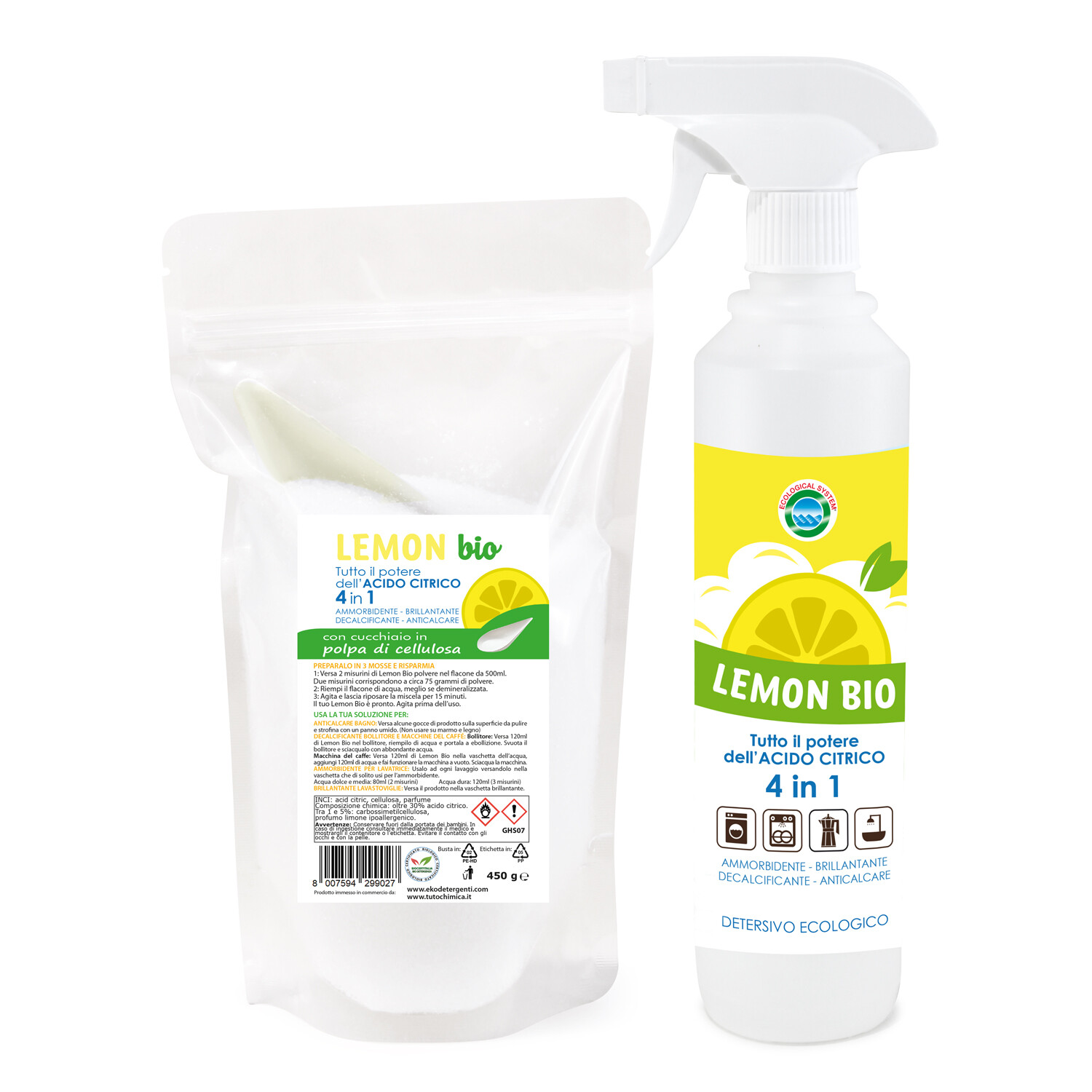 kit Lemon bio detersivo ecologico anticalcare ammorbidente, brillantante