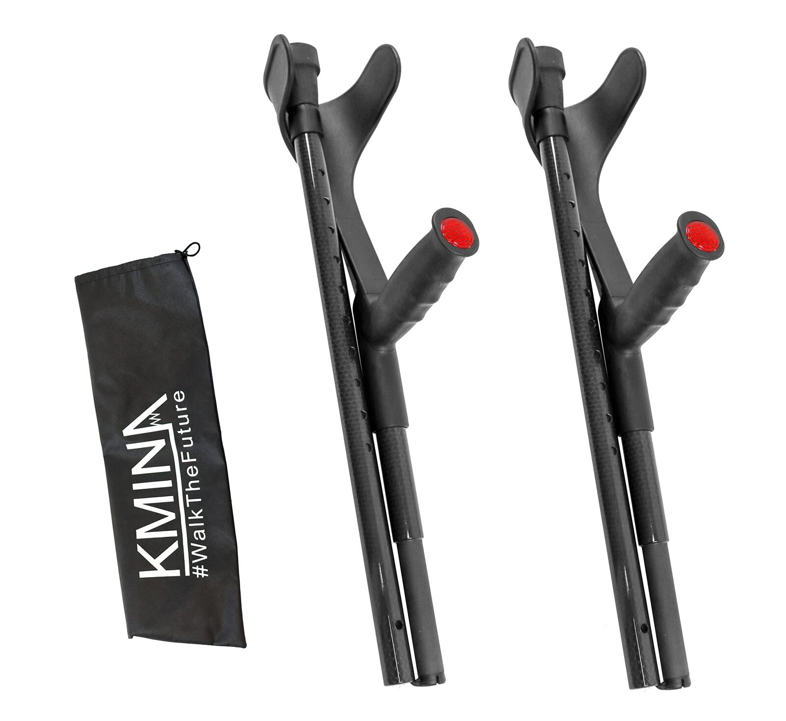 KMINA PRO - Stampelle Ortopediche Regolabili in Carbonio (x2 unità), (x7X)