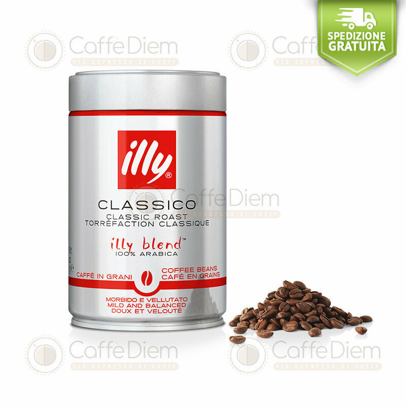 Caffè illy in Grani Tostato Classico 6Kg illy Grani 12 Barattoli da 250 grammi