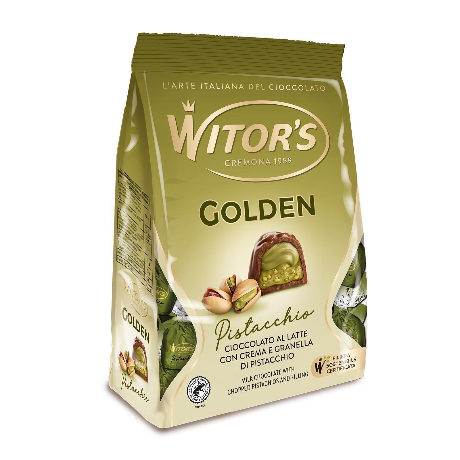 Praline Witor's Golden Cioccolato Latte con Crema e Granella Pistacchio 200g