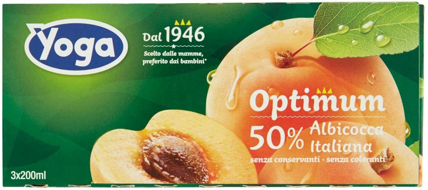 Yoga Succo Albicocca Optimum, 3 x 200 ml