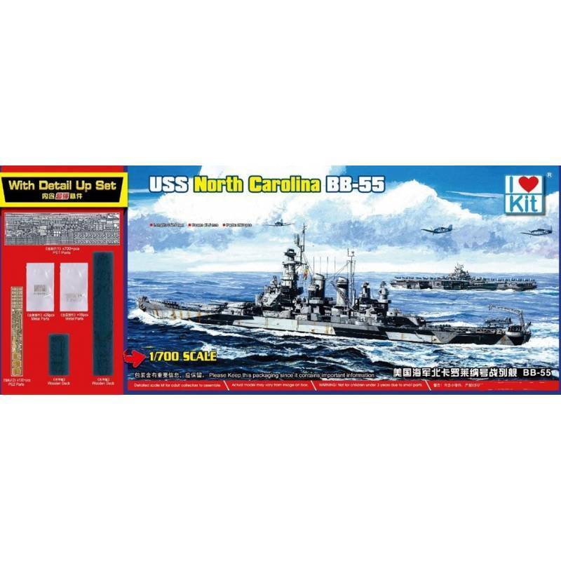 Modellino Bateau Grado Top North Carolina Bb-55 ILOVEKIT 65704 1/700ème