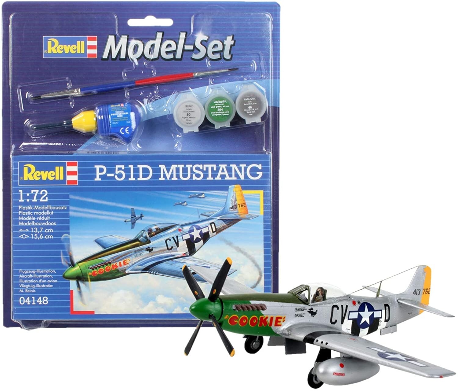 REVELL, Modellino P-51D Mustang con verniciatura da assemblare, 1/72,  REV64148