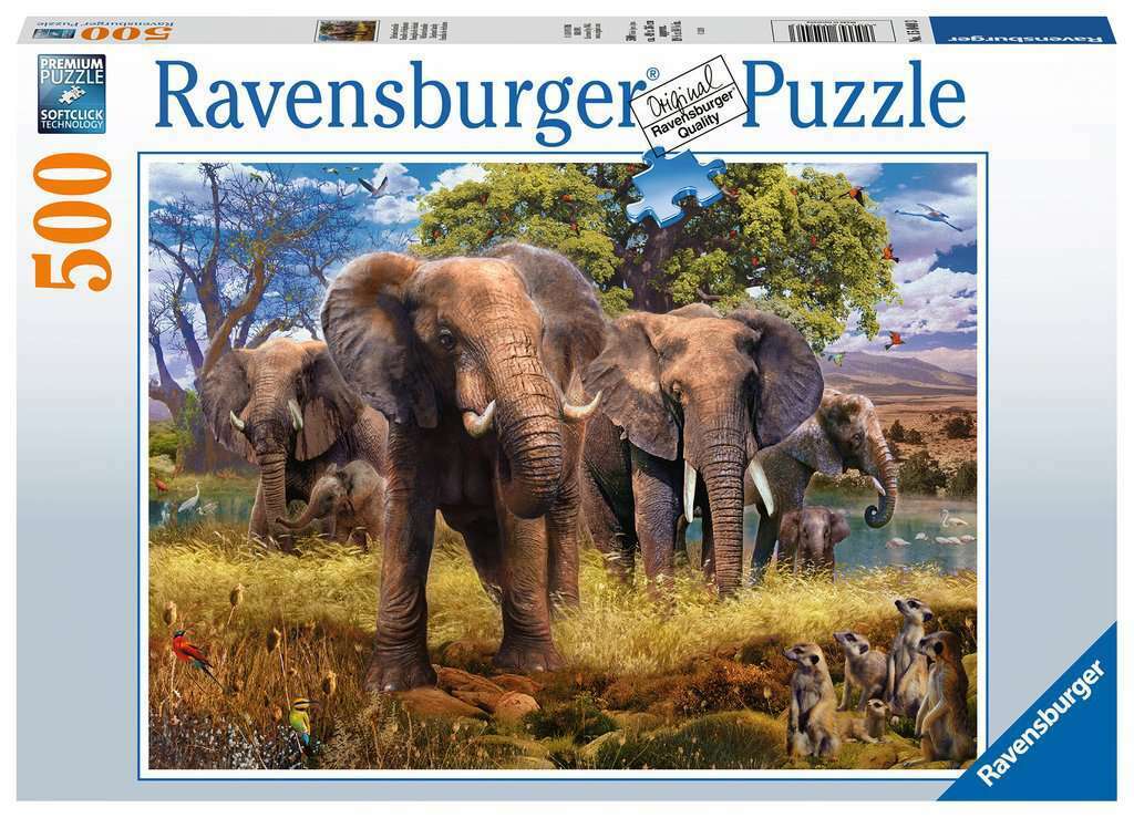 Ravensburger Puzzle 500 pezzi Famiglia di elefanti