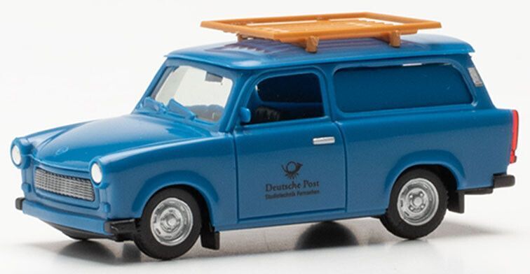 HERPA - TRABANT 601 Universal Deutsche Post Studiotechnik Fernsehen blu - 1/8...