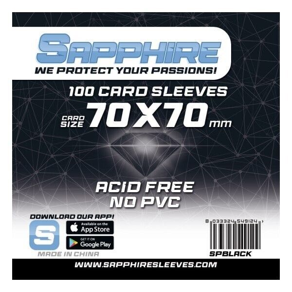 100 BUSTINE PROTETTIVE sapphire BLACK card sleeves 70 x 70 mm RED GLOVE nero TRA