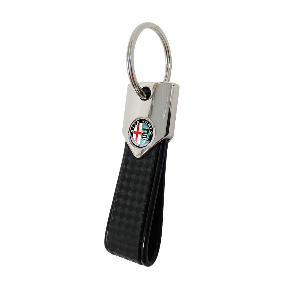 Portachiavi Elite Alfisti, Carbon Nero con Logo Alfa Romeo Old Anni 80