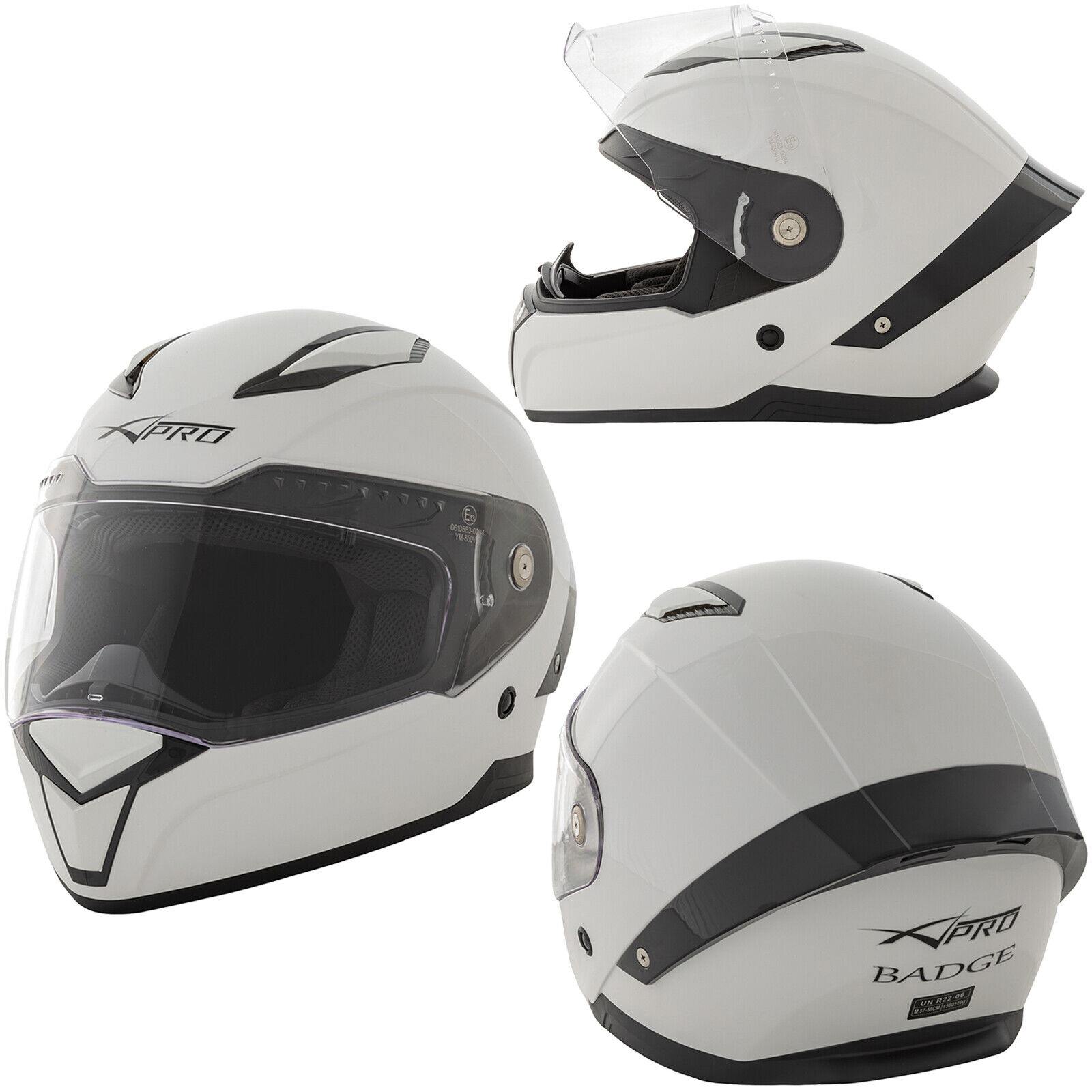 Motorbike Full Face Helmet Sport Scooter Visor Touring White S