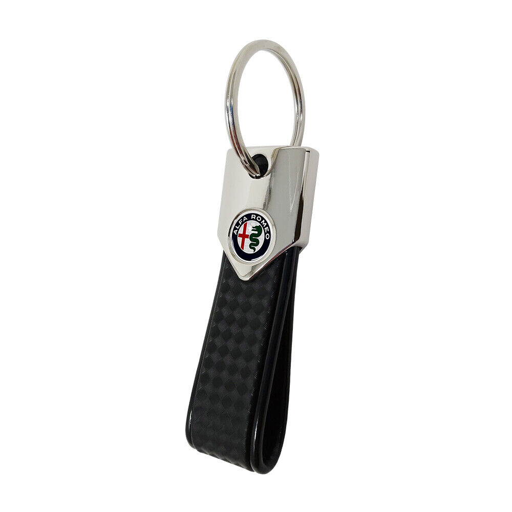 Portachiavi Elite Alfisti, Carbon Nero con Logo Alfa Romeo Colors