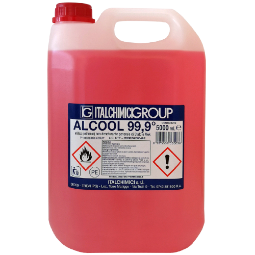 Italchimici alcool etilico denaturato 99,9° certificato 5 l solvente gomma lacca