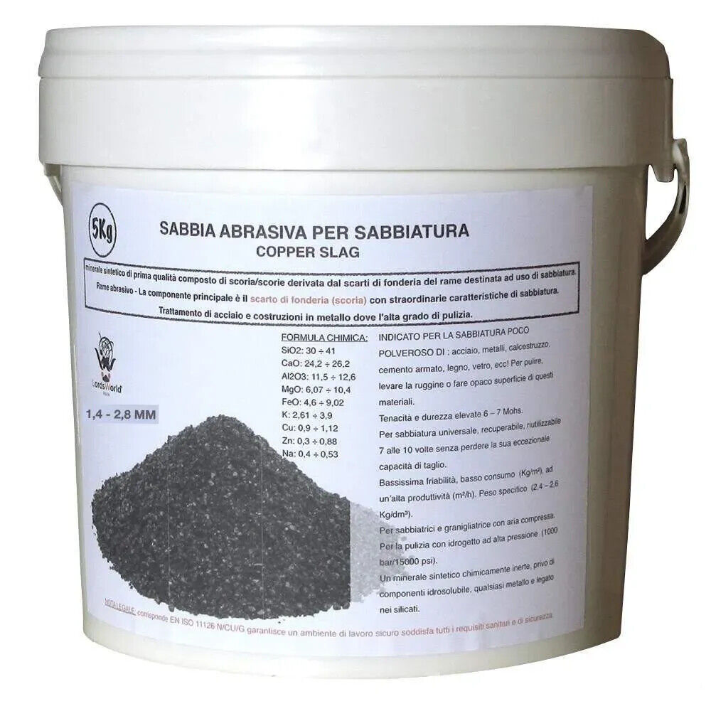 1,4 _ 2,8 Mm - 5 Kg Scorie di rame - Sabbia abrasiva per sabbiatura - POLEN