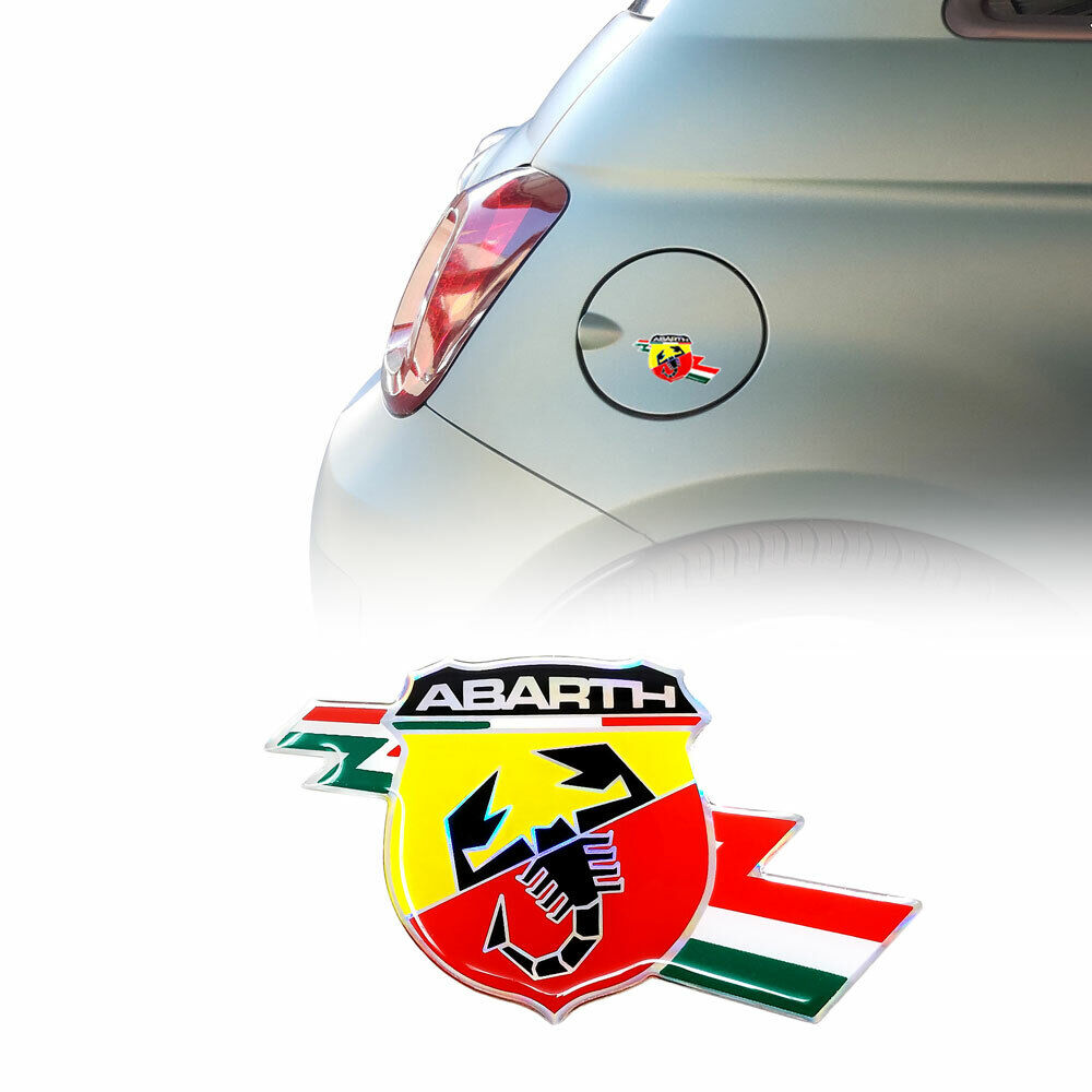 Adesivo 3D per Tappo Serbatoio Fiat 500 Abarth, Scudetto Folgore, Dimensioni 50