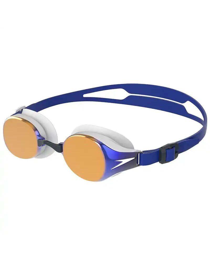 Speedo Hydropure Mirror Occhialini Piscina, Blue/White/Gold