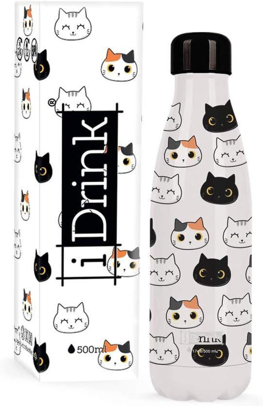 Borraccia Termica in acciaio 500 ml gatti, I Drink,  Total