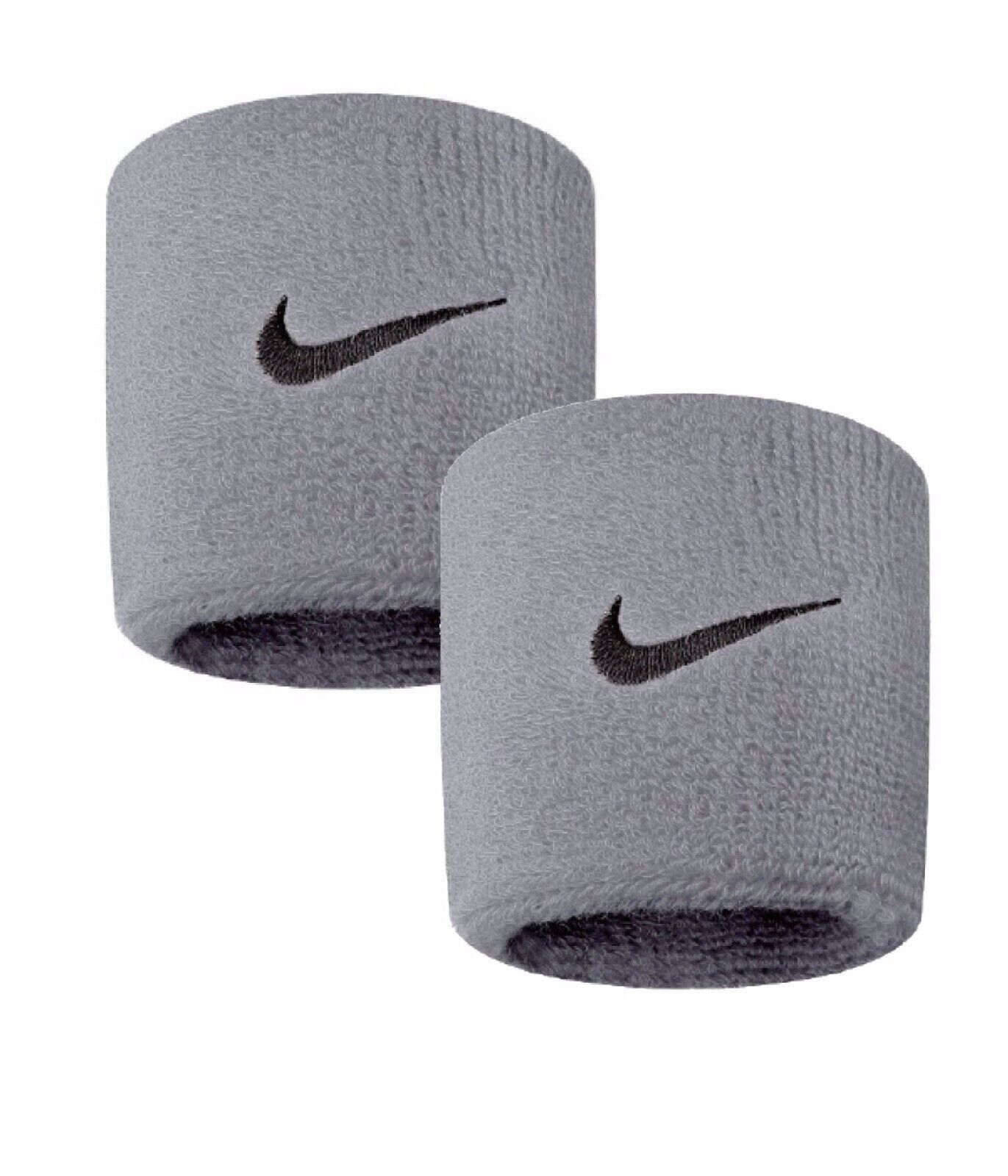 Coppia Polsini Tennis Padel NIKE Swoosh Wristband Tergisudore Spugna Silver