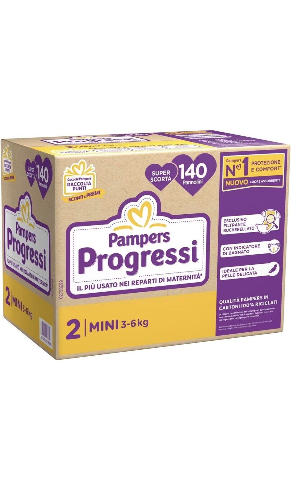Pampers Progressi PENTAPACK (tg 2) Mini Da 3-6 Kg 140 Pannolini In Offerta