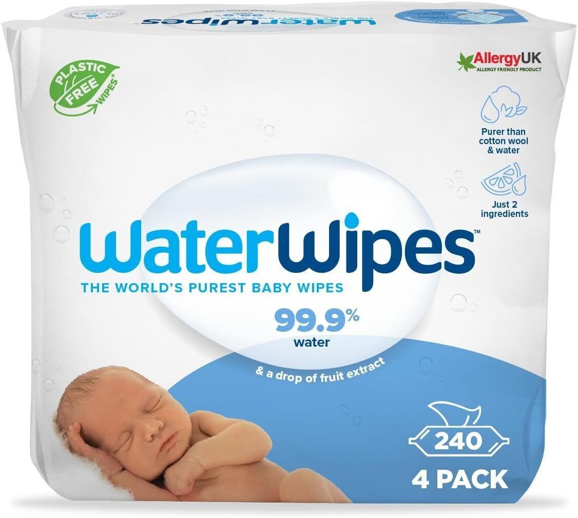 WaterWipes Original Salviette a Base Vegetale per 240 unità (Confezione da 4)