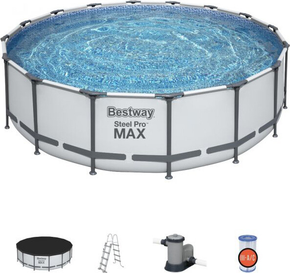 Bestway Piscina Fuoriterra Rotonda Fuori Terra 488x122h 5612Z Steel Pro MAX