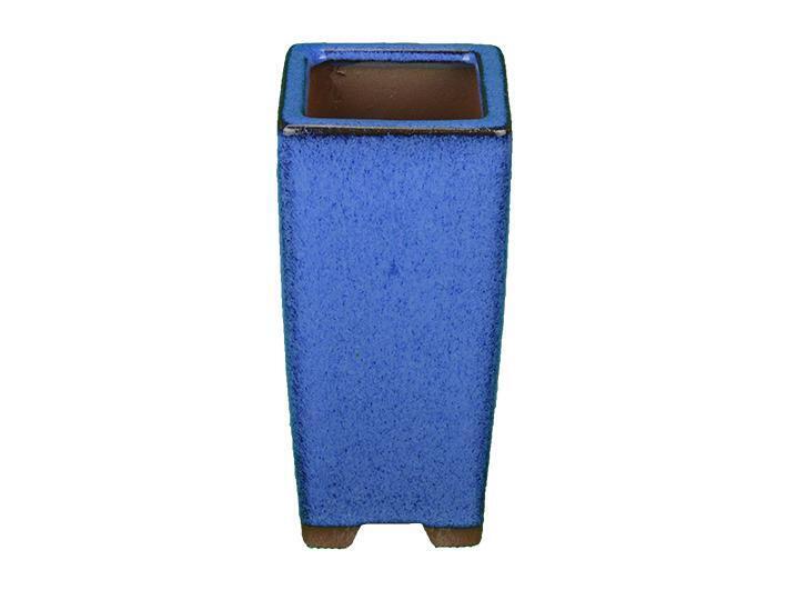 Vaso per bonsai quadrato (stile a cascata) in gres smaltato blu 5,5x5,5x14 cm -