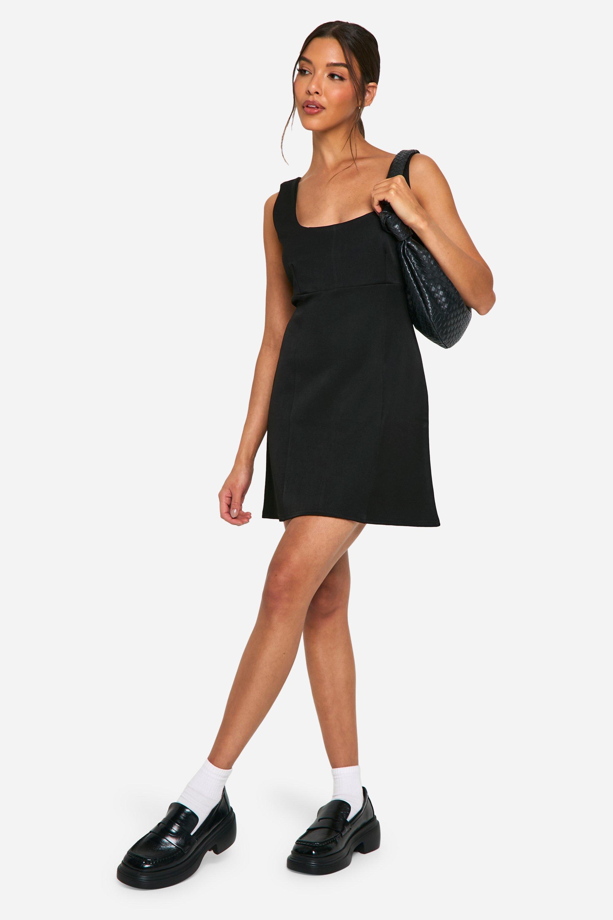 Tailored A Line Mini Dress, Nero