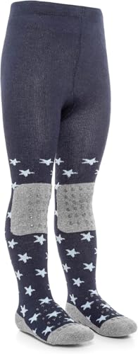 Laloona Calze Antiscivolo Bambino, Calzamaglia Antiscivolo Bambino Con Gommini Antiscivolo - Collant Bambina Cotone - Unisex - Stelle Blu