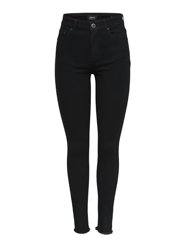 Only Onlblush Mid Ank Raw Rea1099 Noos, Jeans Skinny Donna, Nero (Black Denim), M