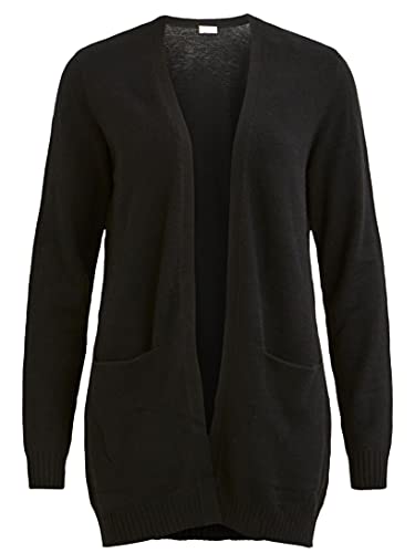 Vila Clothes Viril L/S Open Knit Cardigan-Noos, Cardigan Donna, Nero (Black), 42 (Taglia Produttore: X-Large)
