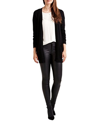 Vila Clothes Viril L/S Open Knit Cardigan-Noos, Cardigan Donna, Nero (Black), 38 (Taglia Produttore: Medium)