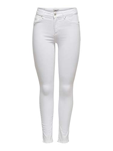 Only Onlblush Mid Sk Ank Raw Rea0730Noos Jeans Skinny, Bianco (White), Xl / 30L Donna