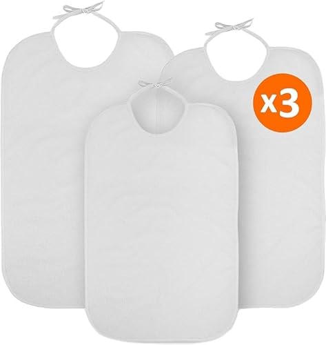 Ortoprime Set 3 Bavaglino Adulti - Bavaglini Grandi - Bavaglino Impermeabile - Bavaglini Di Plastica - Bavaglino Per Anziani Riutilizzabile - Bavetta