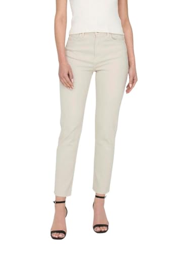Only Onlemily Life Hw St Raw Crpank Col Noos Jeans, Ecru, 31/30 Donna
