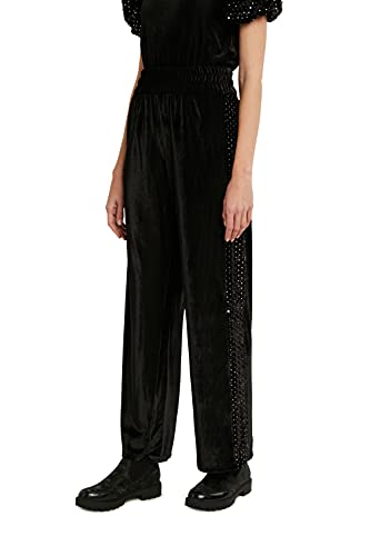 Desigual Pant_Shiny Pantaloni Casual, Nero, M Donna