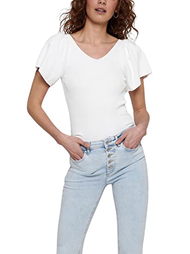 Only Onlleelo S/S Back Pullover Knt Noos T-Shirt, Eggnog, M Donna