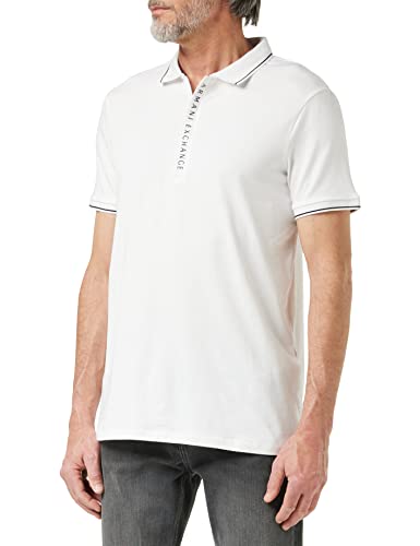 Armani Exchange Hidden Buttons, Stretch Cotton, Polo, Uomo, Bianco, Xxl