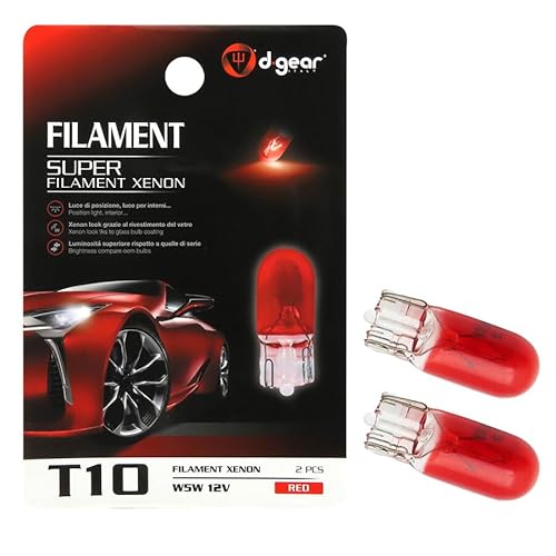 D-Gear 1202481 Lampadina T10 12V 5W, Rosso, 2 Pezzi